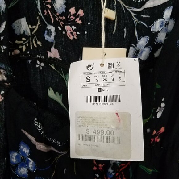 NWT Stradivarius Wrap Jumpsuit Black Floral Size S - Picture 8 of 8